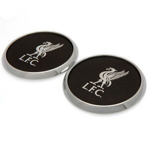 Liverpool FC Round Coaster Set (Pack of 2) / Black/Silver